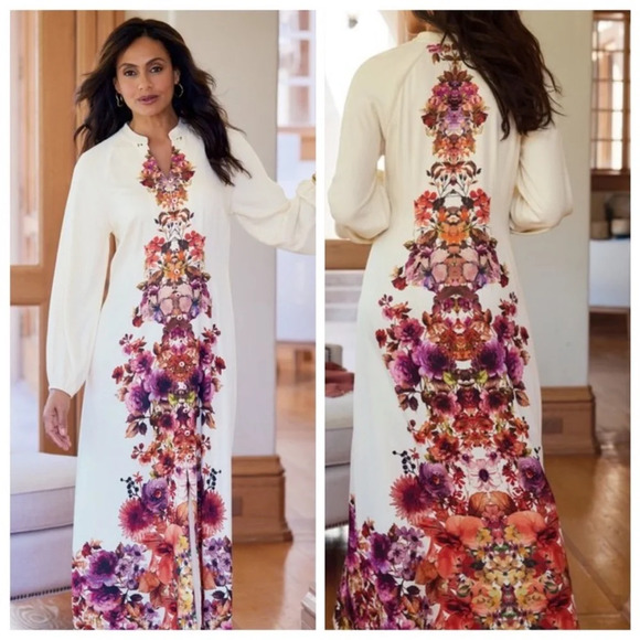 Soft Surroundings Floral Paulette Maxi Shirt Dress PXS - Picture 1 of 7